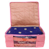 Kuber Industries Polka Dots 5 Piece Cotton 3 Layered Quilted Saree Cover, Peach-CTKTC025857